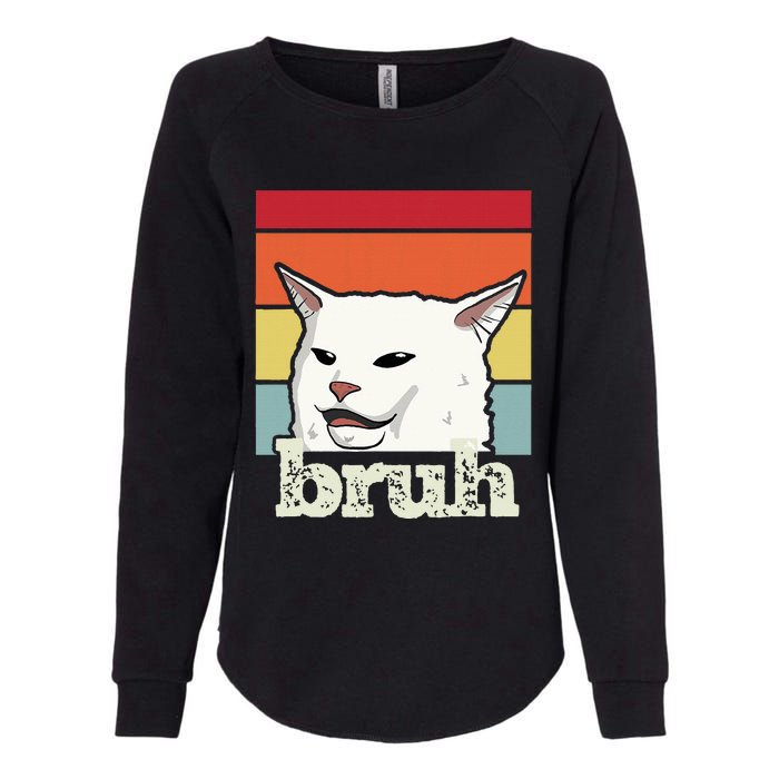 Funny Meme Saying Bruh With Cat Greetings Ns Womens California Wash Sweatshirt