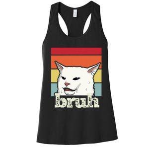 Funny Meme Saying Bruh With Cat Greetings Ns Women's Racerback Tank