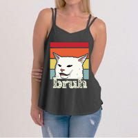 Funny Meme Saying Bruh With Cat Greetings Ns Women's Strappy Tank