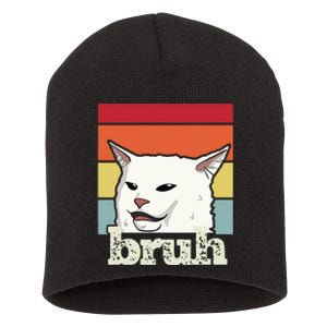 Funny Meme Saying Bruh With Cat Greetings Ns Short Acrylic Beanie