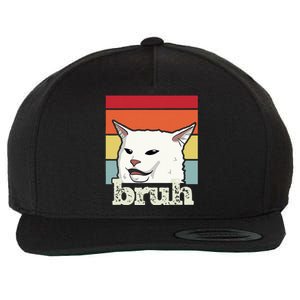 Funny Meme Saying Bruh With Cat Greetings Ns Wool Snapback Cap