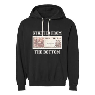 Funny Meme Started From Bottom Food Stamp Coupon Garment-Dyed Fleece Hoodie