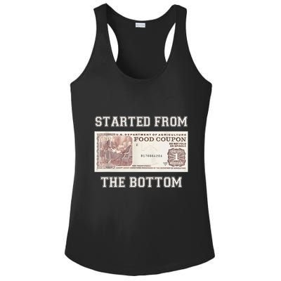 Funny Meme Started From Bottom Food Stamp Coupon Ladies PosiCharge Competitor Racerback Tank