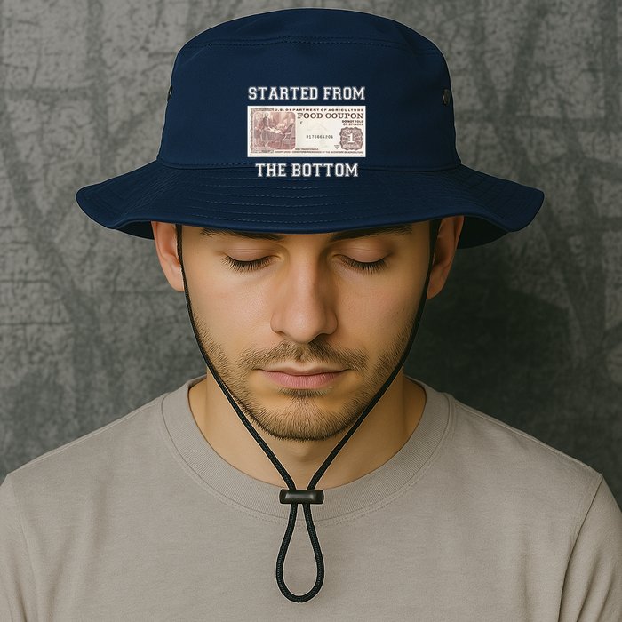 Funny Meme Started From Bottom Food Stamp Coupon Bucket Hat