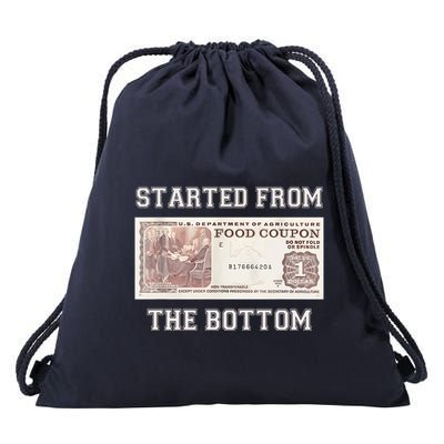 Funny Meme Started From Bottom Food Stamp Coupon Drawstring Bag