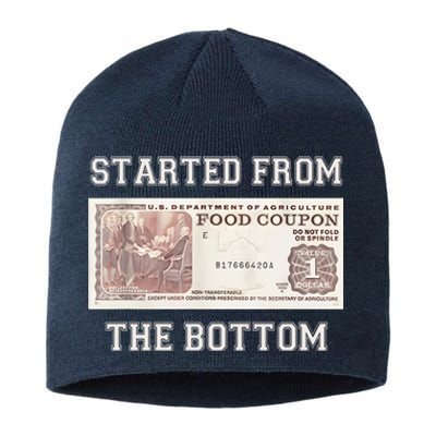 Funny Meme Started From Bottom Food Stamp Coupon Sustainable Beanie