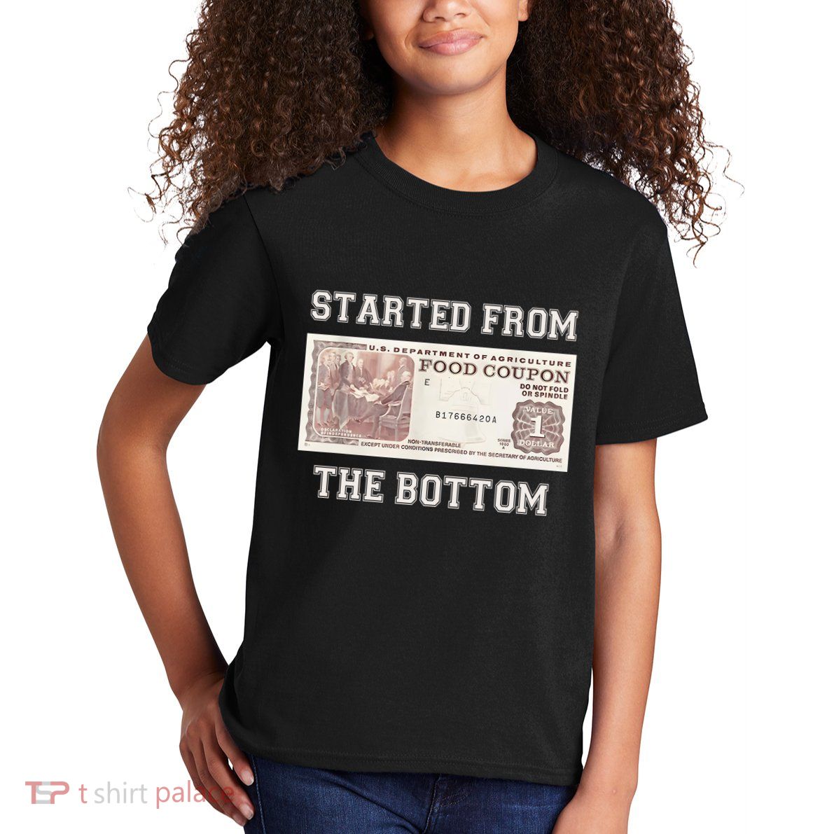 Funny Meme Started From Bottom Food Stamp Coupon Kids T-Shirt