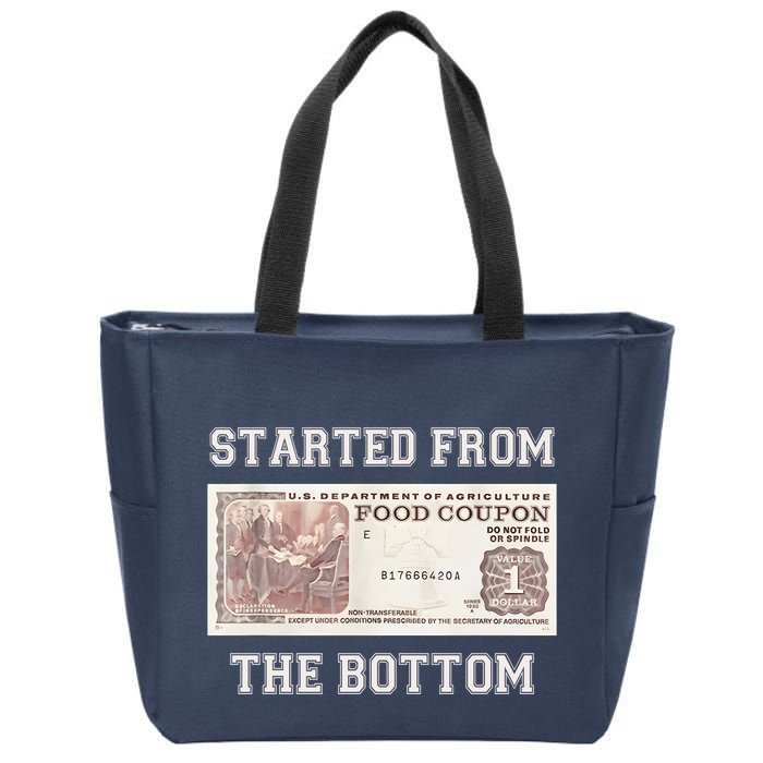 Funny Meme Started From Bottom Food Stamp Coupon Zip Tote Bag