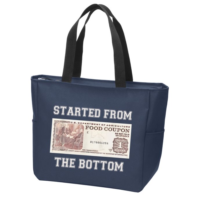 Funny Meme Started From Bottom Food Stamp Coupon Zip Tote Bag