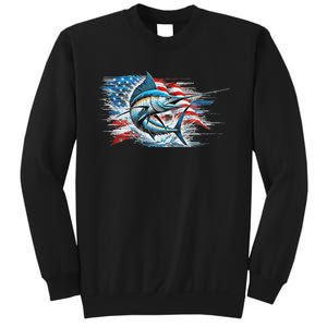 Fishing Marlin Swordfish Fish 4th Of July American Flag Usa Sweatshirt