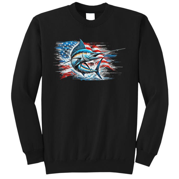 Fishing Marlin Swordfish Fish 4th Of July American Flag Usa Sweatshirt