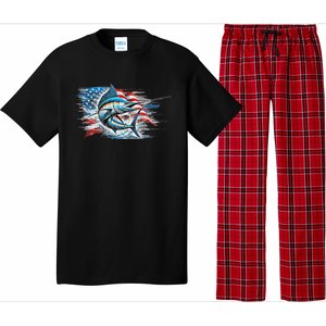 Fishing Marlin Swordfish Fish 4th Of July American Flag Usa Pajama Set