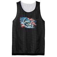 Fishing Marlin Swordfish Fish 4th Of July American Flag Usa Mesh Reversible Basketball Jersey Tank