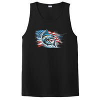 Fishing Marlin Swordfish Fish 4th Of July American Flag Usa PosiCharge Competitor Tank