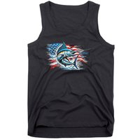 Fishing Marlin Swordfish Fish 4th Of July American Flag Usa Tank Top