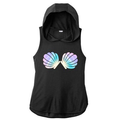 Funny Mermaid Shell Costume Gift Ladies PosiCharge Tri-Blend Wicking Draft Hoodie Tank