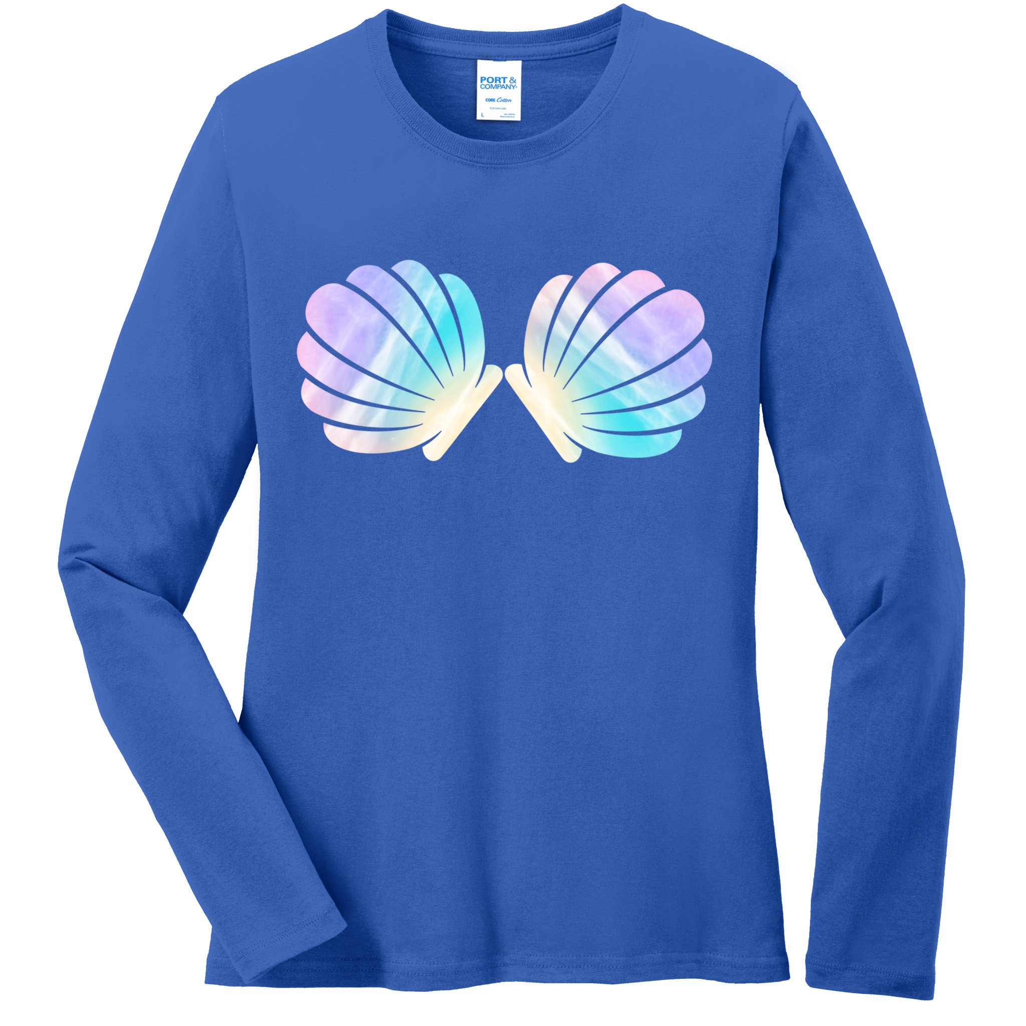 Funny Mermaid Shell Costume Gift Ladies Long Sleeve Shirt