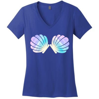 Funny Mermaid Shell Costume Gift Women's V-Neck T-Shirt