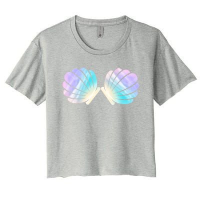 Funny Mermaid Shell Costume Gift Women's Crop Top Tee