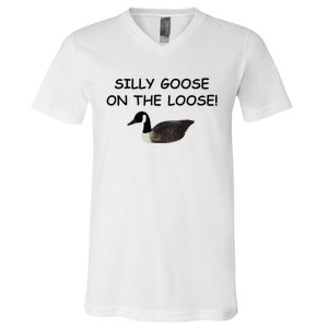 Funny Meme Silly Goose On The Loose Joke V-Neck T-Shirt