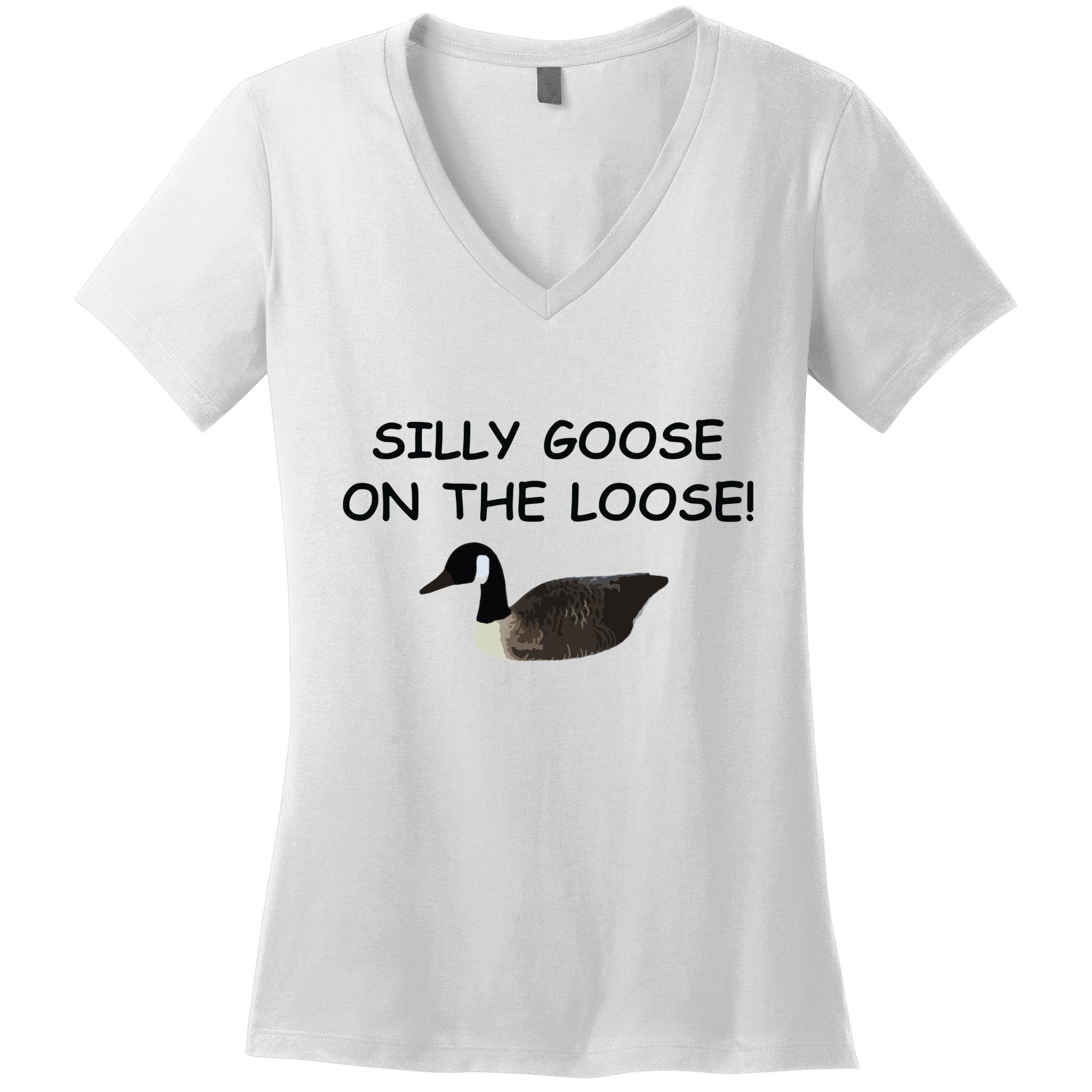 Funny Meme Silly Goose On The Loose Joke Women's V-Neck T-Shirt