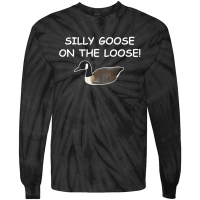 Funny Meme Silly Goose On The Loose Joke Tie-Dye Long Sleeve Shirt