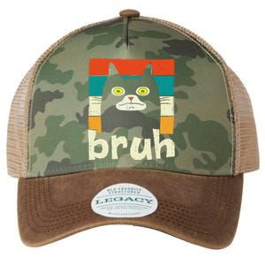 Funny Meme Saying Bruh With Cat Greetings Teens Legacy Tie Dye Trucker Hat