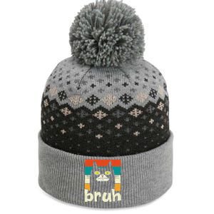 Funny Meme Saying Bruh With Cat Greetings Teens The Baniff Cuffed Pom Beanie