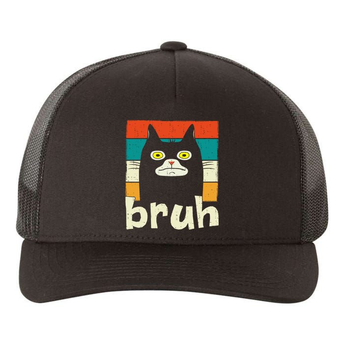 Funny Meme Saying Bruh With Cat Greetings Teens Yupoong Adult 5-Panel Trucker Hat