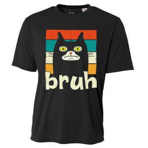 Funny Meme Saying Bruh With Cat Greetings Teens Cooling Performance Crew T-Shirt