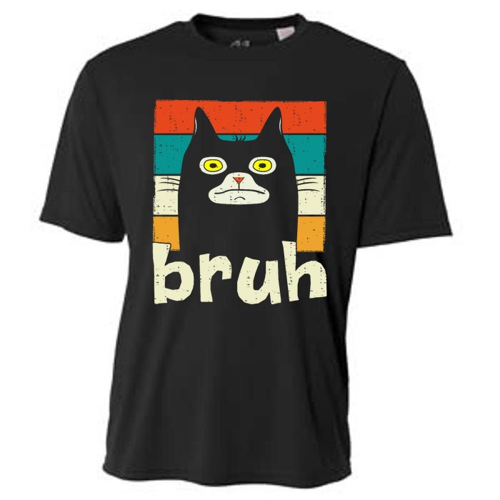 Funny Meme Saying Bruh With Cat Greetings Teens Cooling Performance Crew T-Shirt