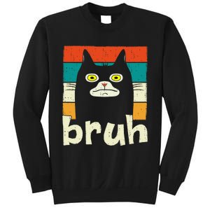 Funny Meme Saying Bruh With Cat Greetings Teens Sweatshirt