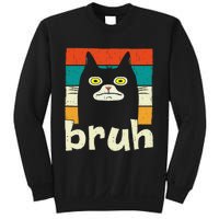 Funny Meme Saying Bruh With Cat Greetings Teens Sweatshirt