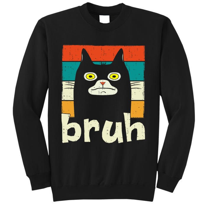 Funny Meme Saying Bruh With Cat Greetings Teens Sweatshirt