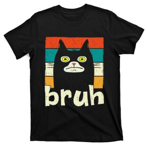 Funny Meme Saying Bruh With Cat Greetings Teens T-Shirt