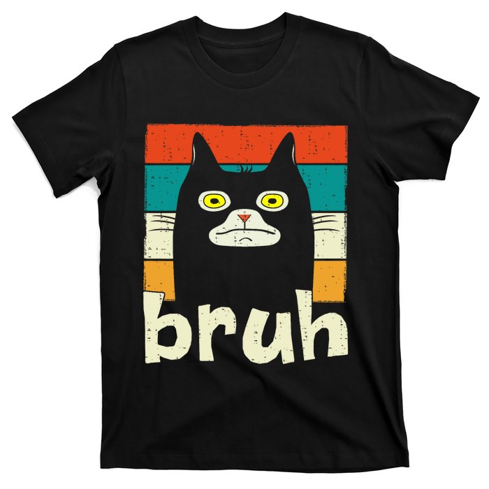 Funny Meme Saying Bruh With Cat Greetings Teens T-Shirt