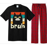 Funny Meme Saying Bruh With Cat Greetings Teens Pajama Set