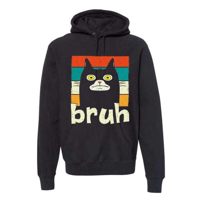 Funny Meme Saying Bruh With Cat Greetings Teens Premium Hoodie