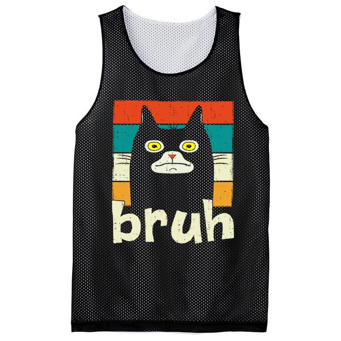 Funny Meme Saying Bruh With Cat Greetings Teens Mesh Reversible Basketball Jersey Tank