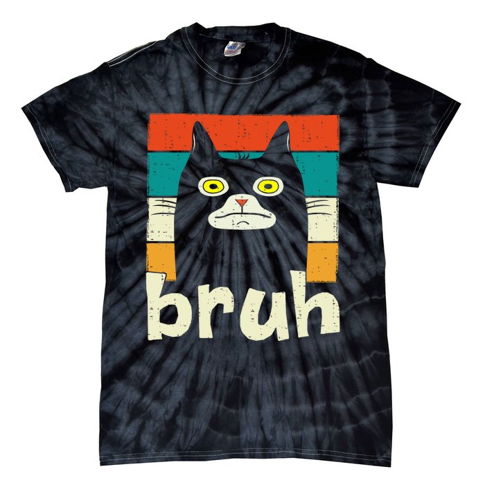 Funny Meme Saying Bruh With Cat Greetings Teens Tie-Dye T-Shirt