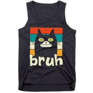 Funny Meme Saying Bruh With Cat Greetings Teens Tank Top