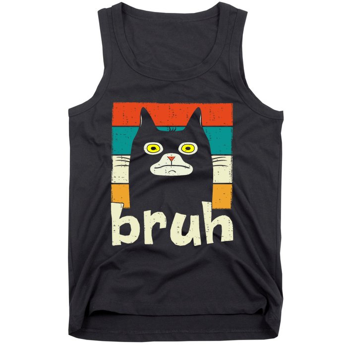 Funny Meme Saying Bruh With Cat Greetings Teens Tank Top