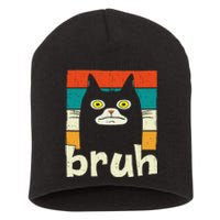 Funny Meme Saying Bruh With Cat Greetings Teens Short Acrylic Beanie