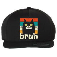 Funny Meme Saying Bruh With Cat Greetings Teens Wool Snapback Cap