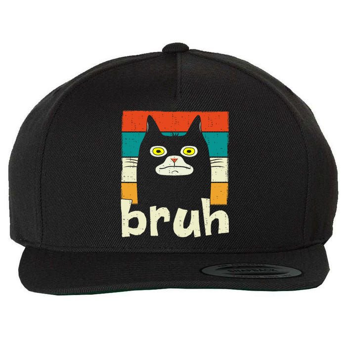 Funny Meme Saying Bruh With Cat Greetings Teens Wool Snapback Cap