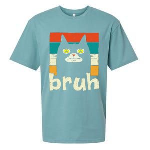 Funny Meme Saying Bruh With Cat Greetings Teens Sueded Cloud Jersey T-Shirt