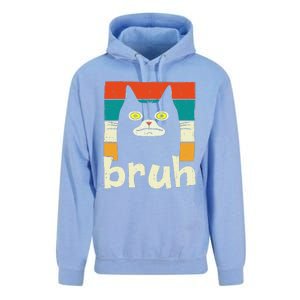 Funny Meme Saying Bruh With Cat Greetings Teens Unisex Surf Hoodie