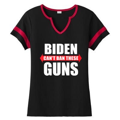 Funny Muscle Shirt Biden Can't Ban These Guns Anti Biden Ladies Halftime Notch Neck Tee