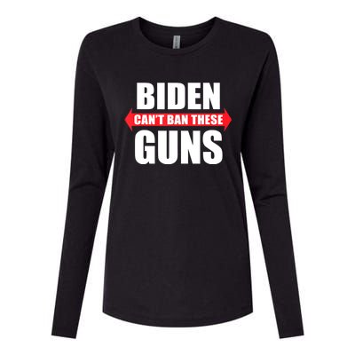 Funny Muscle Shirt Biden Can't Ban These Guns Anti Biden Womens Cotton Relaxed Long Sleeve T-Shirt