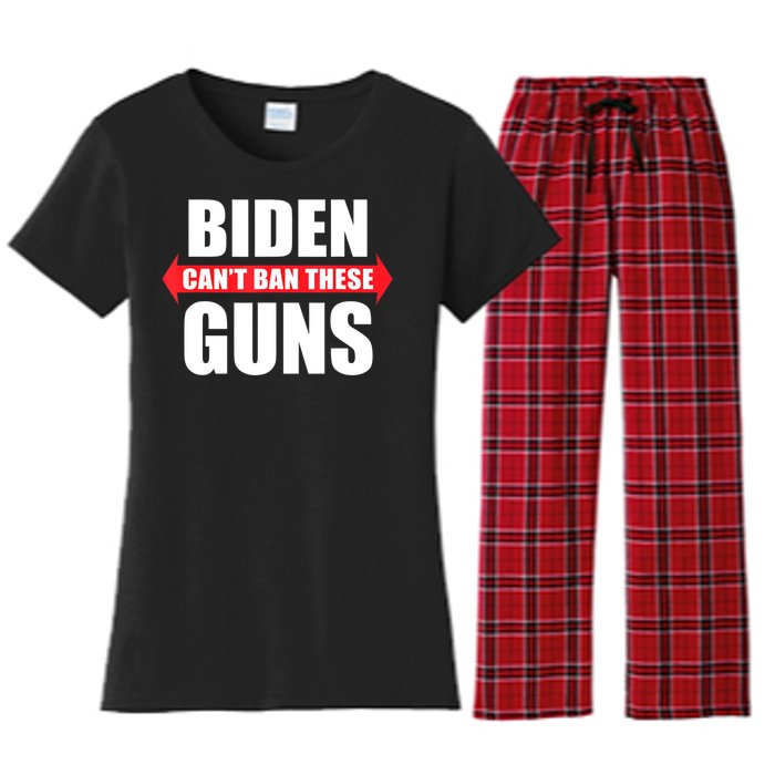 Funny Muscle Shirt Biden Can't Ban These Guns Anti Biden Women's Flannel Pajama Set